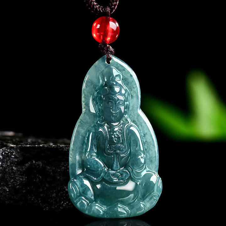 Buddha Stones Jade Avalokitesvara Ketting met gesneden geluks- en compassiesymbool. - image 3
