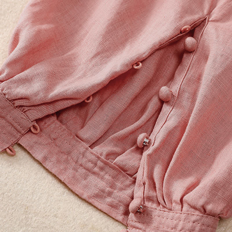 Buddha Stones Lente/Zomer Basic Casual Effen Cropped Broek Dames Harembroek met Zakken - image 13