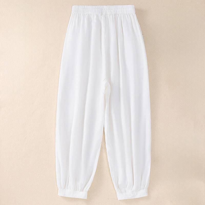 Buddha Stones Lente/Zomer Basic Casual Effen Cropped Broek Dames Harembroek met Zakken - image 21