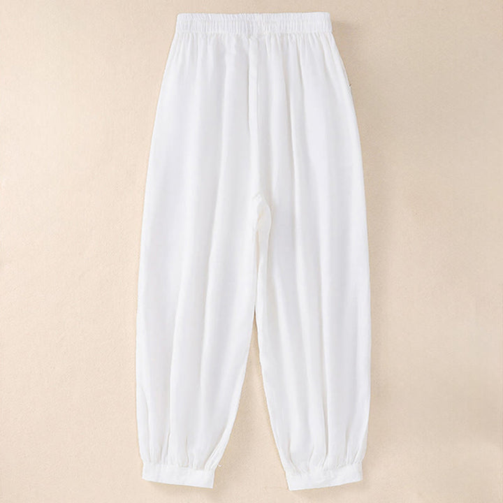 Buddha Stones Lente/Zomer Basic Casual Effen Cropped Broek Dames Harembroek met Zakken - image 21