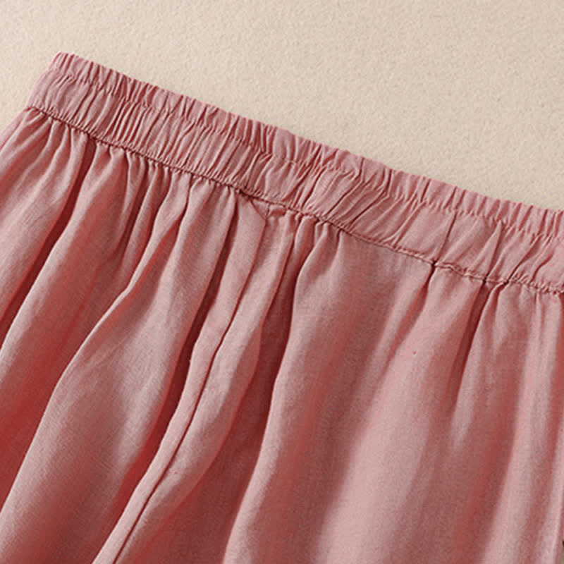 Buddha Stones Lente/Zomer Basic Casual Effen Cropped Broek Dames Harembroek met Zakken - image 9