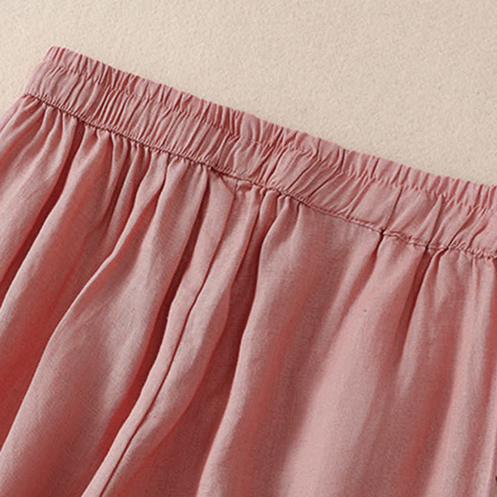 Buddha Stones Lente/Zomer Basic Casual Effen Cropped Broek Dames Harembroek met Zakken - image 9