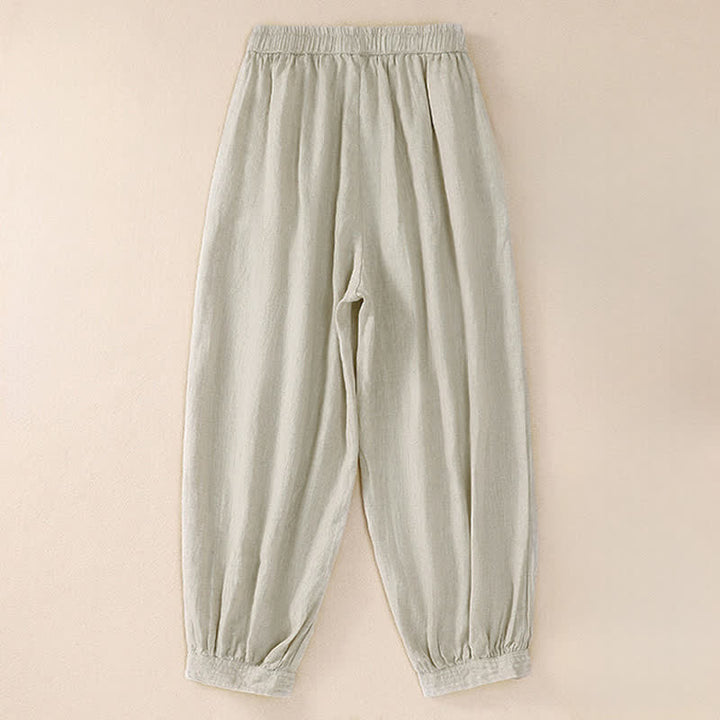 Buddha Stones Lente/Zomer Basic Casual Effen Cropped Broek Dames Harembroek met Zakken - image 16