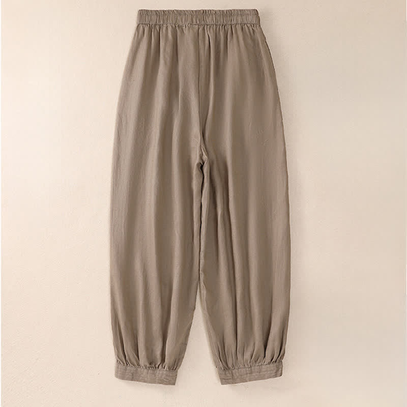 Buddha Stones Lente/Zomer Basic Casual Effen Cropped Broek Dames Harembroek met Zakken - image 1
