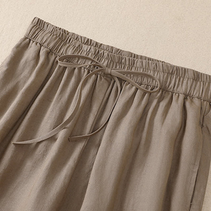 Buddha Stones Lente/Zomer Basic Casual Effen Cropped Broek Dames Harembroek met Zakken - image 2