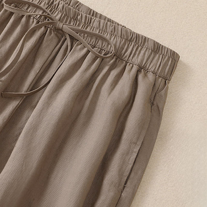 Buddha Stones Lente/Zomer Basic Casual Effen Cropped Broek Dames Harembroek met Zakken - image 4