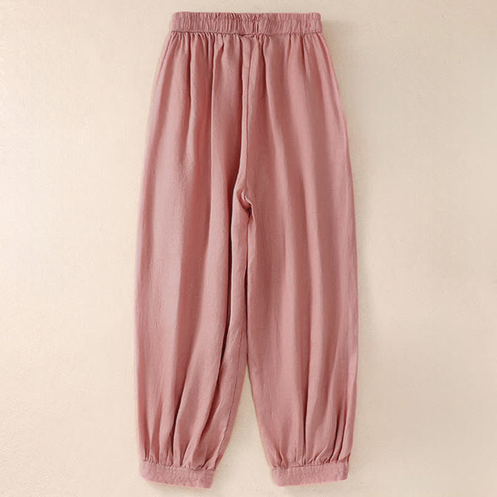 Buddha Stones Lente/Zomer Basic Casual Effen Cropped Broek Dames Harembroek met Zakken - image 7