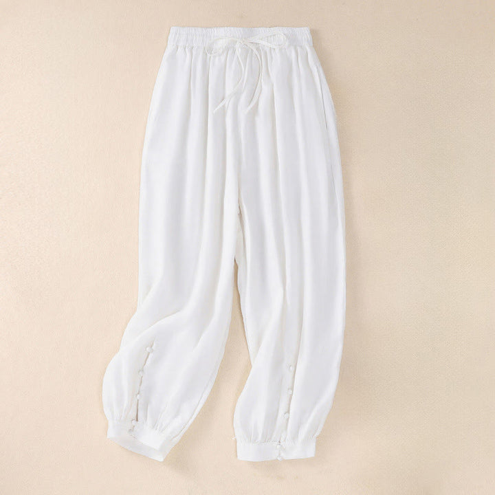 Buddha Stones Lente/Zomer Basic Casual Effen Cropped Broek Dames Harembroek met Zakken - Wit - US8-10, UK/AU12-14, EU40-42 (2XL) - image 20