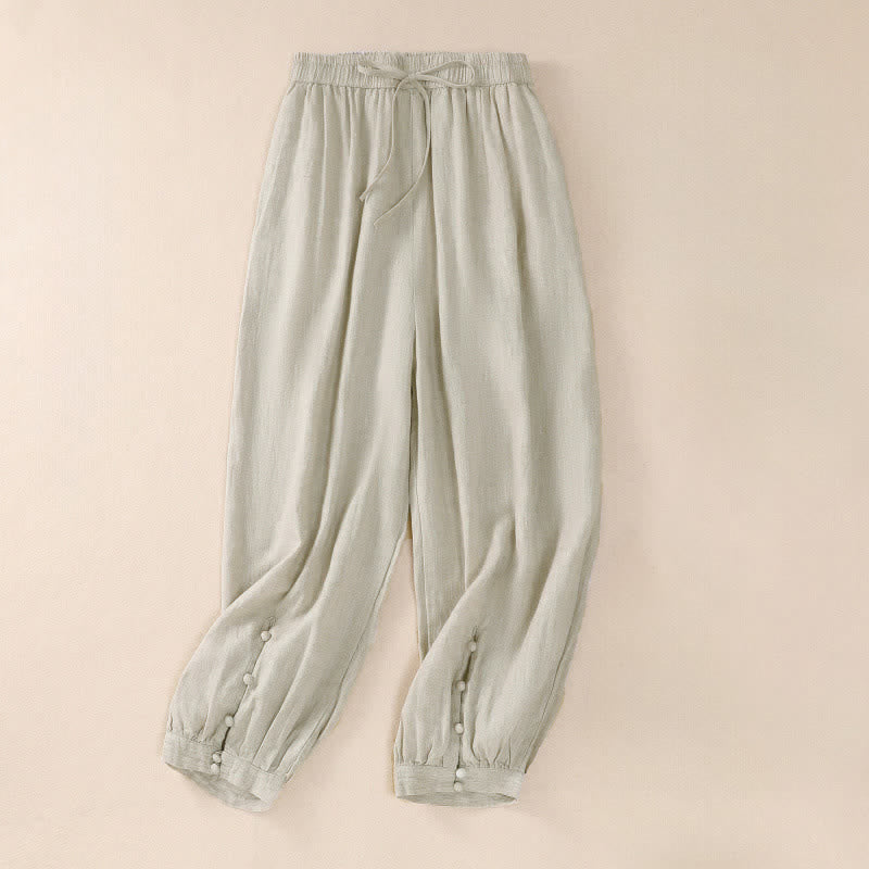 Buddha Stones Lente/Zomer Basic Casual Effen Cropped Broek Dames Harembroek met Zakken - Linnen - US8-10, UK/AU12-14, EU40-42 (2XL) - image 15