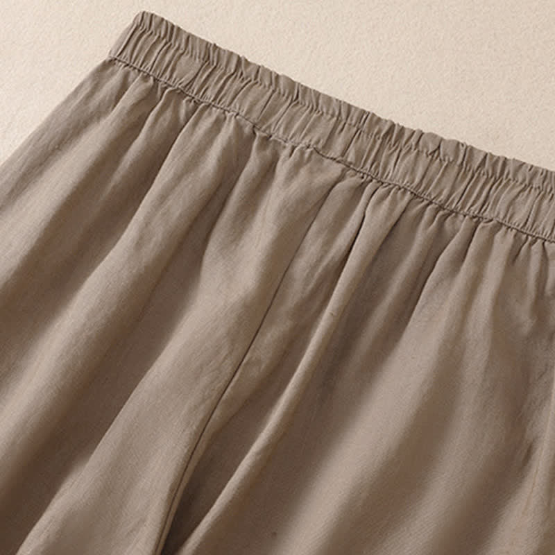 Buddha Stones Lente/Zomer Basic Casual Effen Cropped Broek Dames Harembroek met Zakken - image 3
