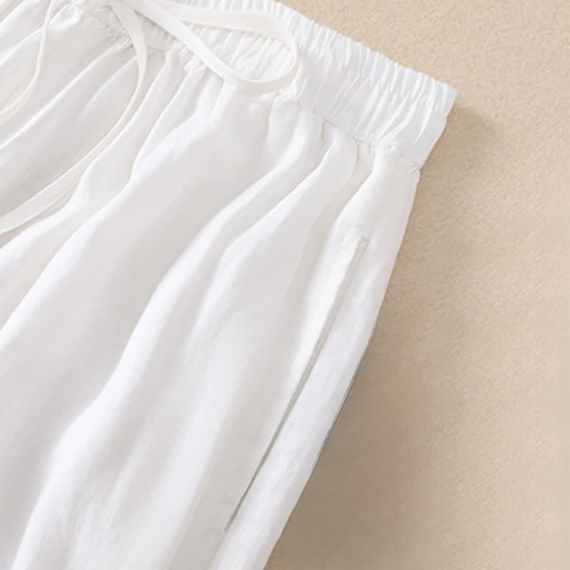 Buddha Stones Lente/Zomer Basic Casual Effen Cropped Broek Dames Harembroek met Zakken - image 26
