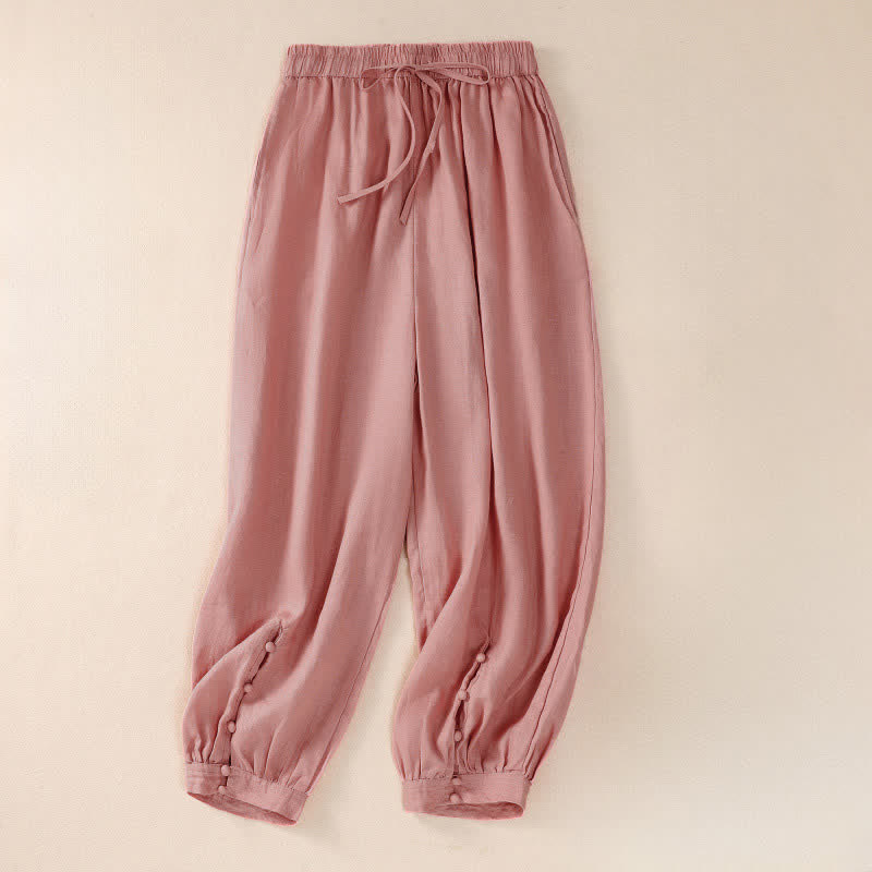 Buddha Stones Lente/Zomer Basic Casual Effen Cropped Broek Dames Harembroek met Zakken - Lichtroze - US8-10, UK/AU12-14, EU40-42 (2XL) - image 6