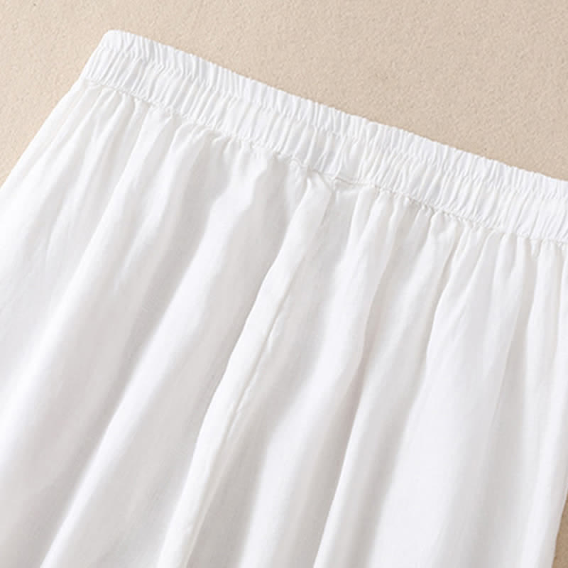 Buddha Stones Lente/Zomer Basic Casual Effen Cropped Broek Dames Harembroek met Zakken - image 23