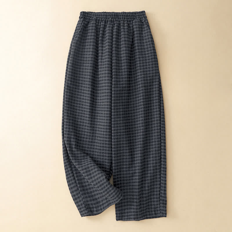 Buddha Stones Casual winterbroek met ruitpatroon, Cropped model, rechte pijpen, damesbroek met zakken - image 1
