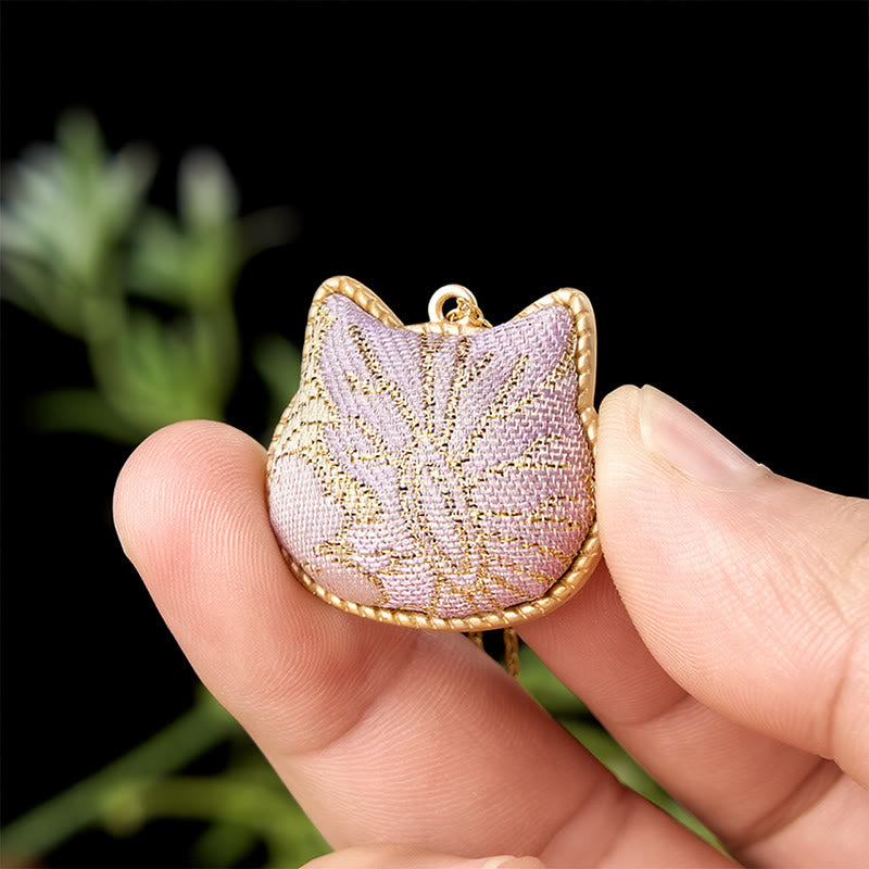 Buddha Stones Chinese Song-brocade Kattenkop Koper Harmonische Verbinding Ketting - image 8