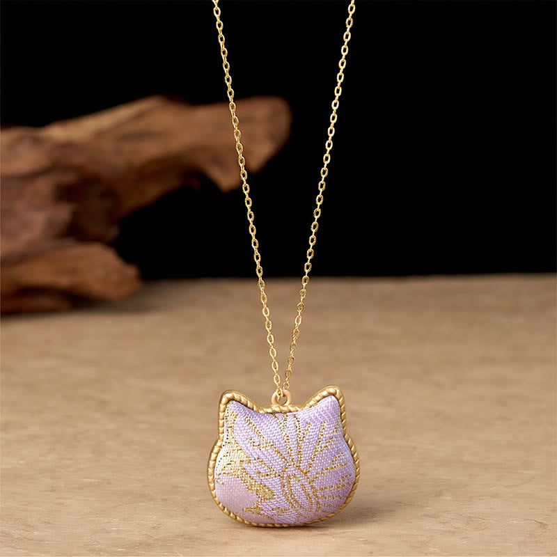 Buddha Stones Chinese Song-brocade Kattenkop Koper Harmonische Verbinding Ketting - image 7