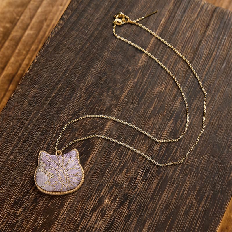 Buddha Stones Chinese Song-brocade Kattenkop Koper Harmonische Verbinding Ketting - image 10