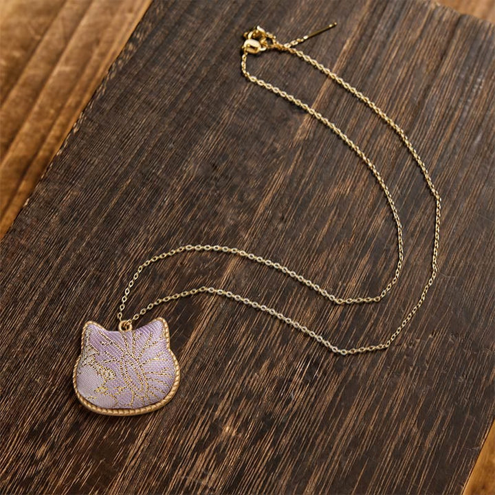 Buddha Stones Chinese Song-brocade Kattenkop Koper Harmonische Verbinding Ketting - image 10