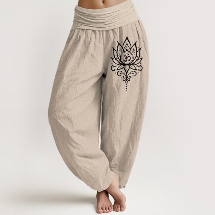 Buddha Stones Witte 100% Cotton met lotus- en Om-patroon en elastische Taille . - Bruinen - US16, UK/AU20, EU48 (3XL) - image 11