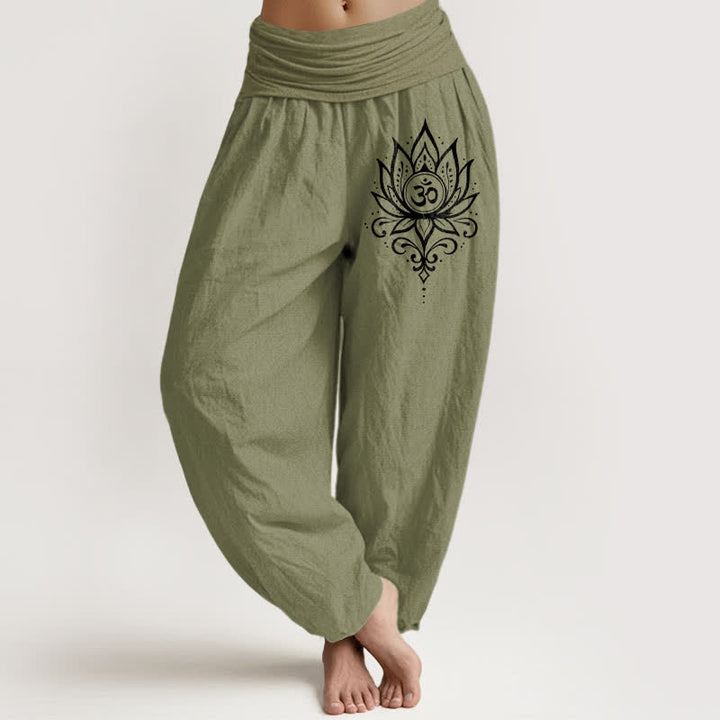 Buddha Stones Witte 100% Cotton met lotus- en Om-patroon en elastische Taille . - Olijfgroen - US16, UK/AU20, EU48 (3XL) - image 14