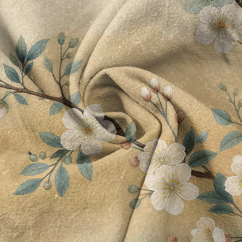 Buddha Stones Damesbroek van 100% Cotton met elastische Taille en Zakken , met inktbloesem- en takkenpatroon. - image 2