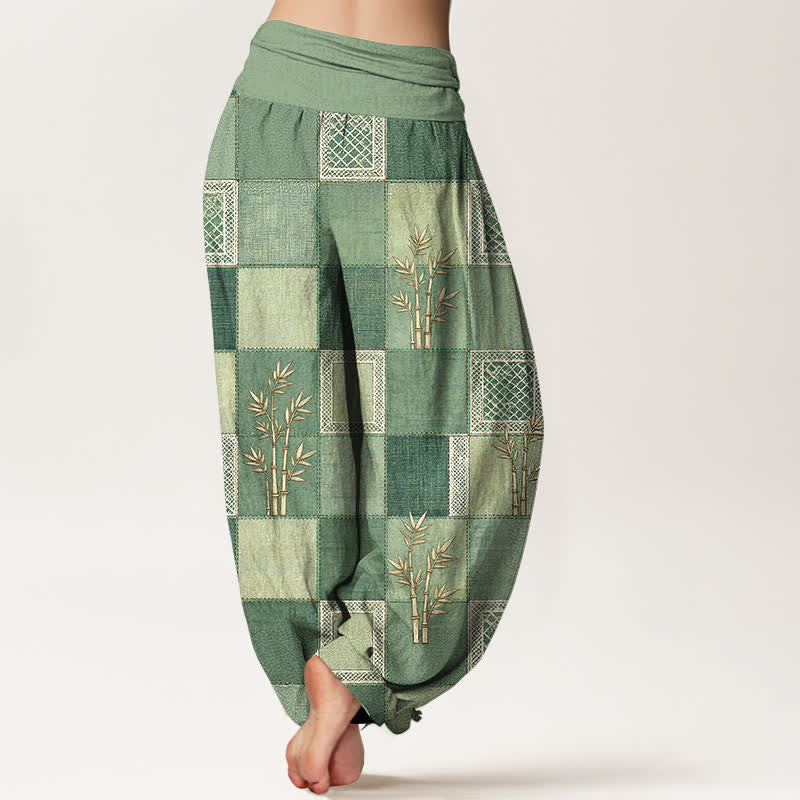 Buddha Stones Dames harembroek met elastische Taille en patchworkpatroon van katoen en bamboe - image 2