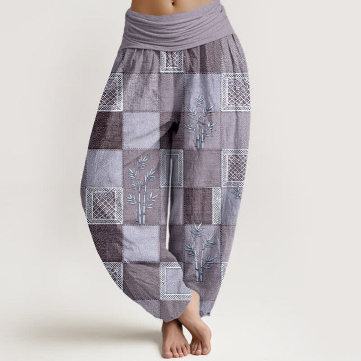 Buddha Stones Dames harembroek met elastische Taille en patchworkpatroon van katoen en bamboe - Distel - US16, UK/AU20, EU48 (3XL) - image 5