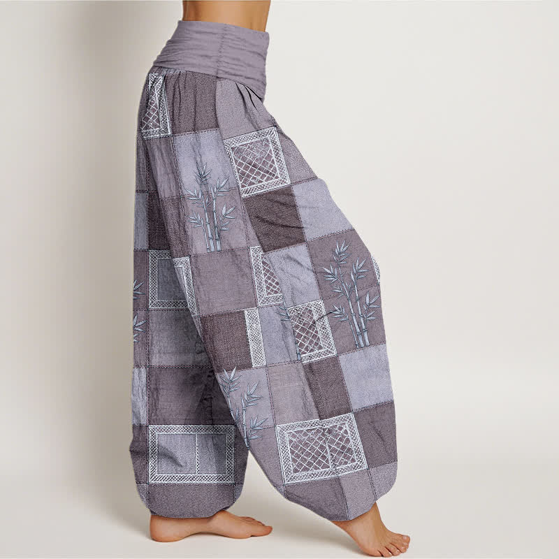 Buddha Stones Dames harembroek met elastische Taille en patchworkpatroon van katoen en bamboe - image 6