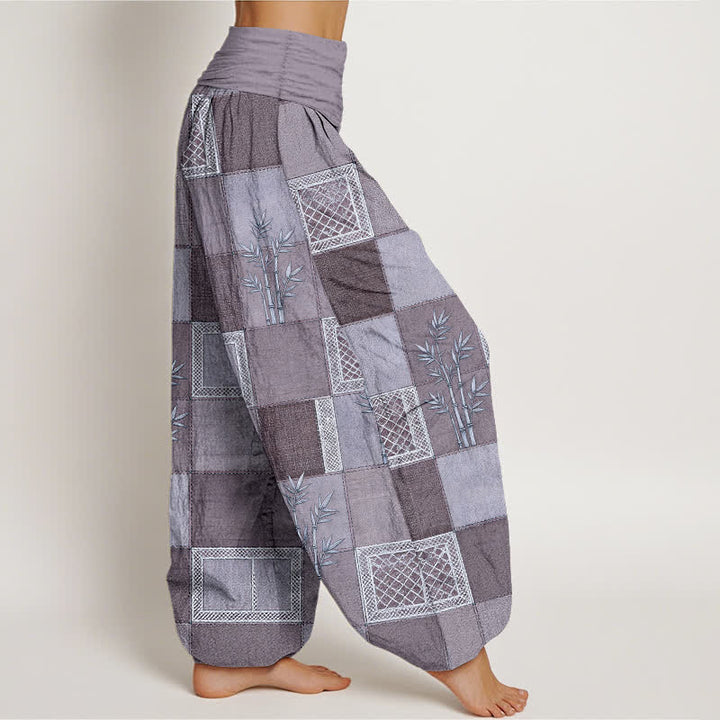 Buddha Stones Dames harembroek met elastische Taille en patchworkpatroon van katoen en bamboe - image 6