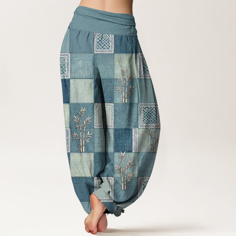 Buddha Stones Dames harembroek met elastische Taille en patchworkpatroon van katoen en bamboe - image 10
