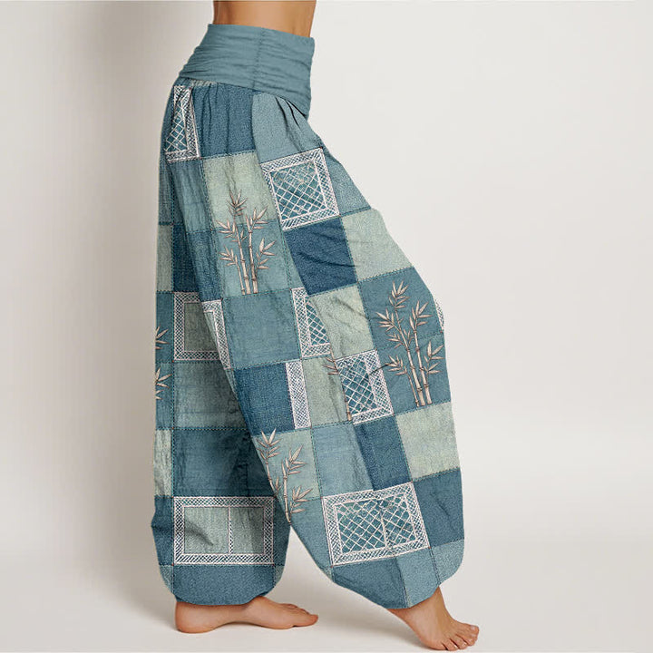Buddha Stones Dames harembroek met elastische Taille en patchworkpatroon van katoen en bamboe - image 9