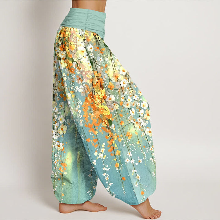 Buddha Stones Dames harembroek met elastische Taille en wildbloemenpatroon - image 1