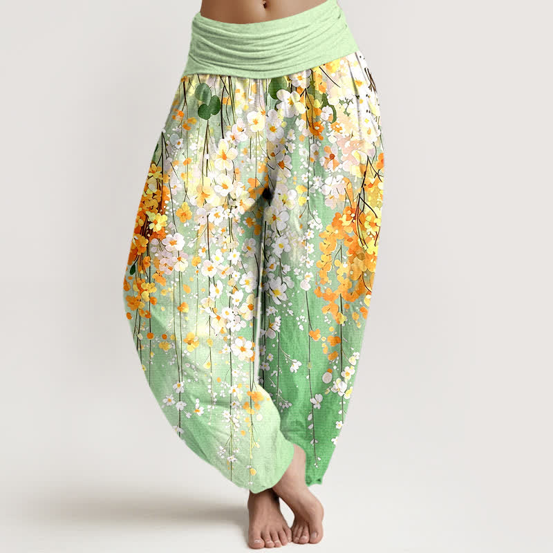 Buddha Stones Dames harembroek met elastische Taille en wildbloemenpatroon - Lichtgroen - US16, UK/AU20, EU48 (3XL) - image 8
