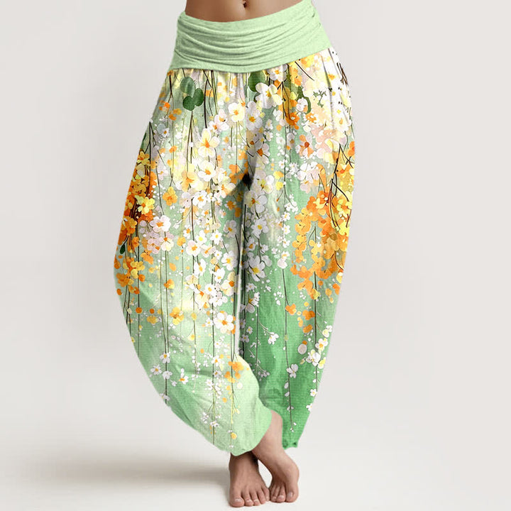 Buddha Stones Dames harembroek met elastische Taille en wildbloemenpatroon - Lichtgroen - US16, UK/AU20, EU48 (3XL) - image 8