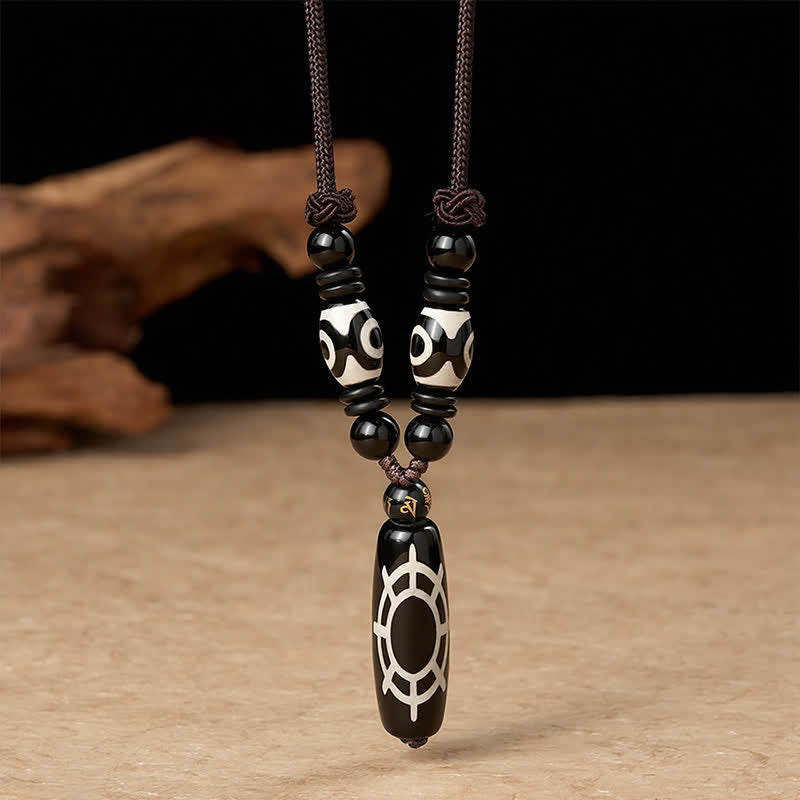 Buddha Stones Tibetaanse zwarte onyx schildpadschild design beschermende zegeningen Ketting - Zwarte onyx ( Maat: 30 mm) - image 0