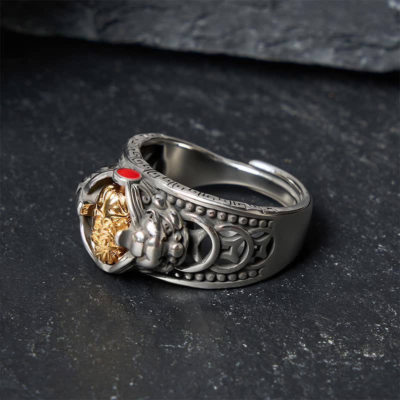 Buddha Stones Koperen Pi Xiu Chinese munt, rijkdomspinner met verstelbare Ring - image 0
