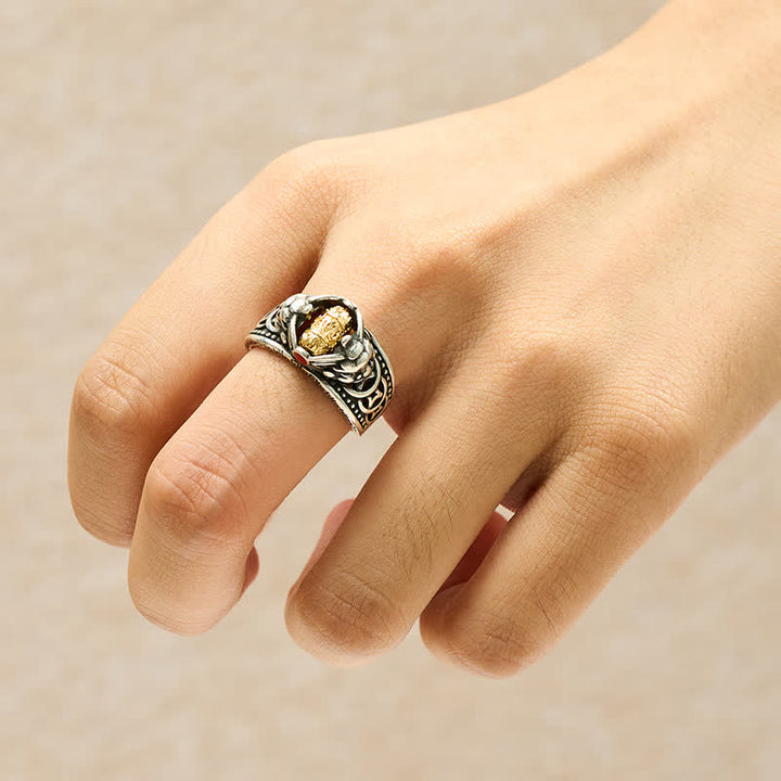 Buddha Stones Koperen Pi Xiu Chinese munt, rijkdomspinner met verstelbare Ring - image 4