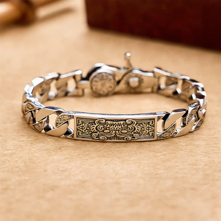 Buddha Stones Vintage Taotie Om Mani Padme Hum reliëf koperen Armband - 7,9–8,3 inch (20–21 cm) - image 0