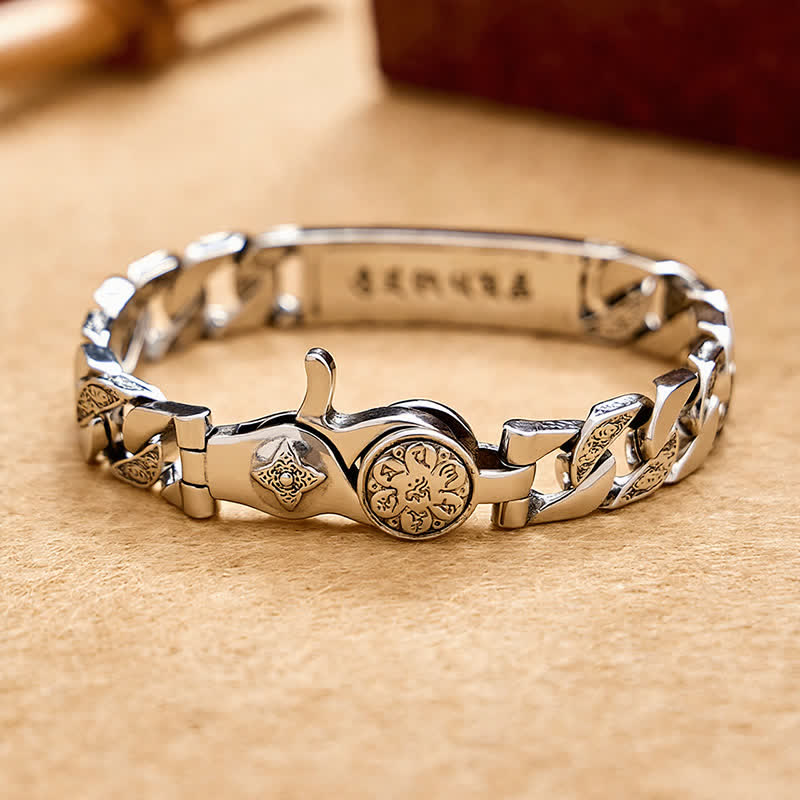 Buddha Stones Vintage Taotie Om Mani Padme Hum reliëf koperen Armband - image 2