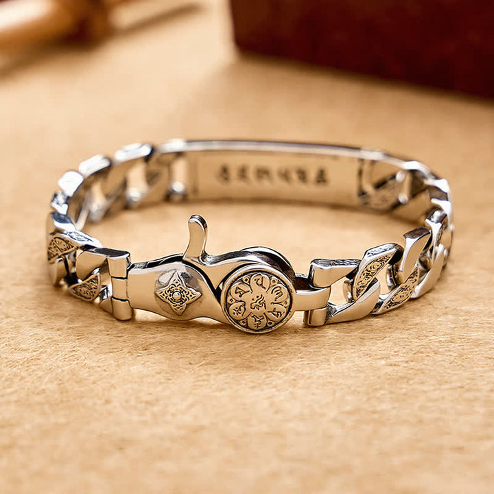 Buddha Stones Vintage Taotie Om Mani Padme Hum reliëf koperen Armband - image 2