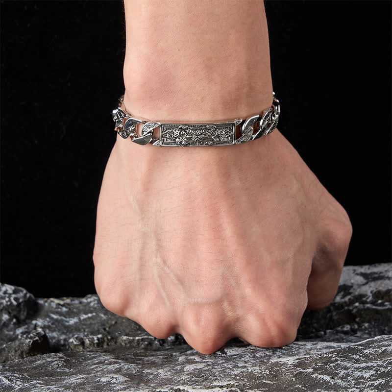 Buddha Stones Vintage Taotie Om Mani Padme Hum reliëf koperen Armband - image 5