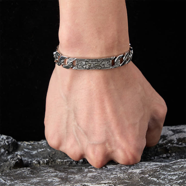 Buddha Stones Vintage Taotie Om Mani Padme Hum reliëf koperen Armband - image 5