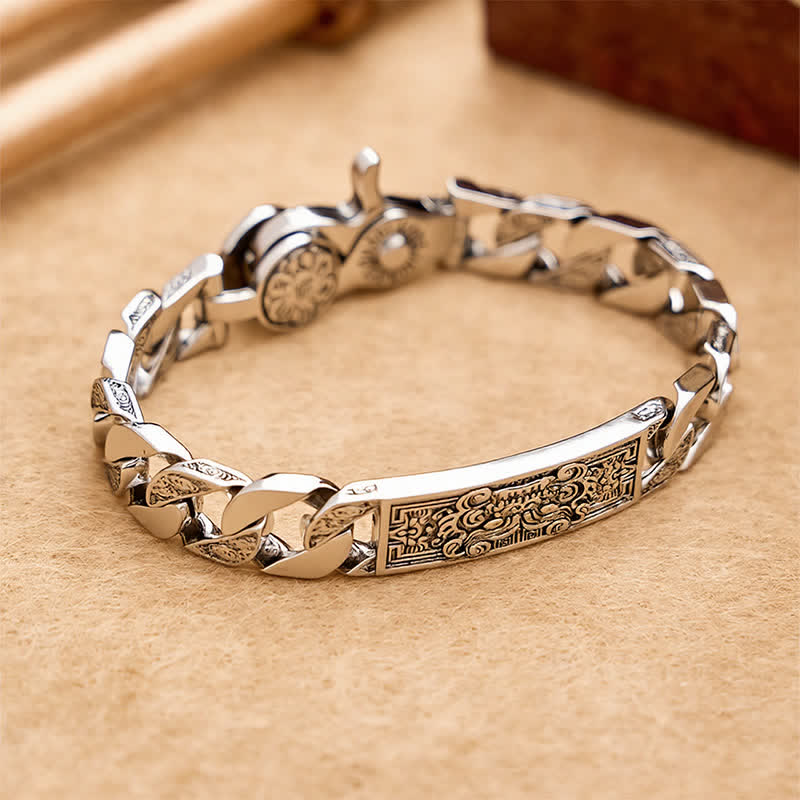 Buddha Stones Vintage Taotie Om Mani Padme Hum reliëf koperen Armband - image 1
