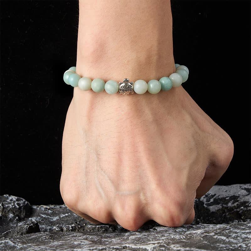 Buddha Stones Amazoniet koperen schildpad handgepolijste ronde Armband - image 5