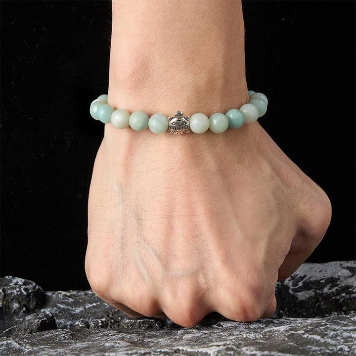 Buddha Stones Amazoniet koperen schildpad handgepolijste ronde Armband - image 5