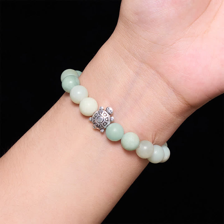 Buddha Stones Amazoniet koperen schildpad handgepolijste ronde Armband - image 4