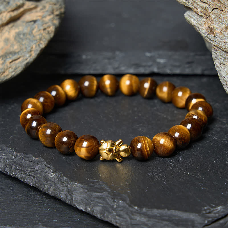 Buddha Stones Accessoires met natuurlijke tijgeroogkralen en schildpadmotief - 8mm tijgeroog (Polsomtrek: 15-16 cm) - image 9