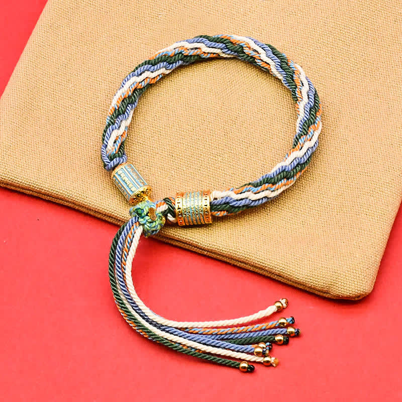 Buddha Stones Tibetaanse armband met kleurrijke kwastjes en Armband - Groen (Polsomtrek: 15–18 cm) - image 3