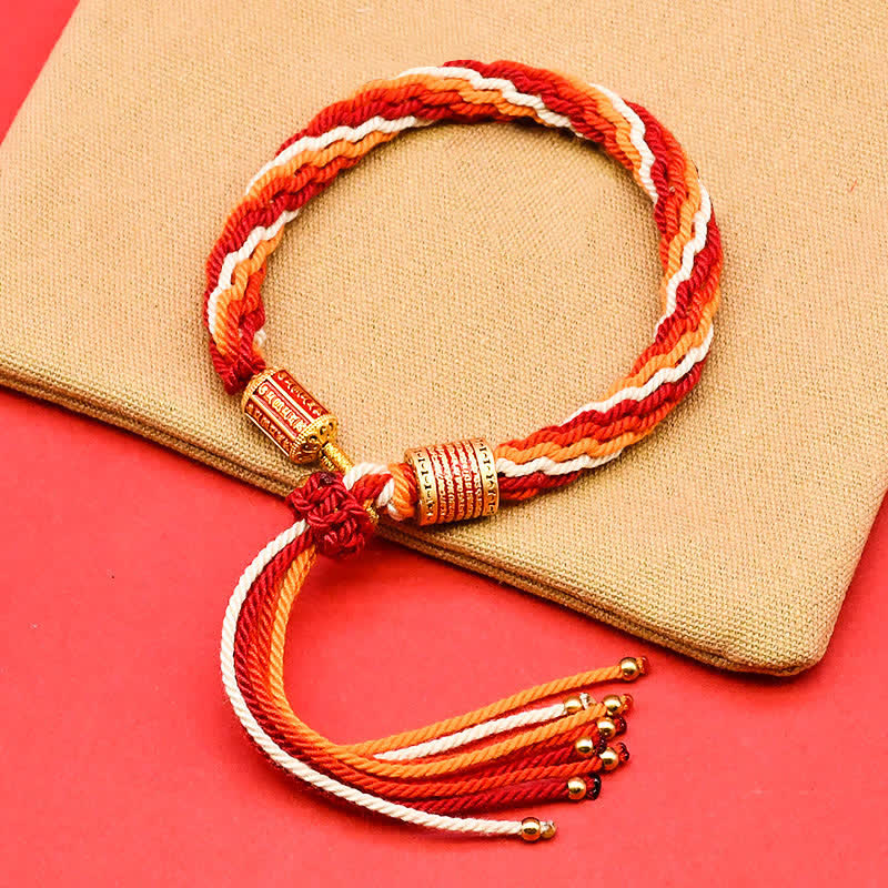 Buddha Stones Tibetaanse armband met kleurrijke kwastjes en Armband - Donkerrood (Polsomtrek: 15–18 cm) - image 4