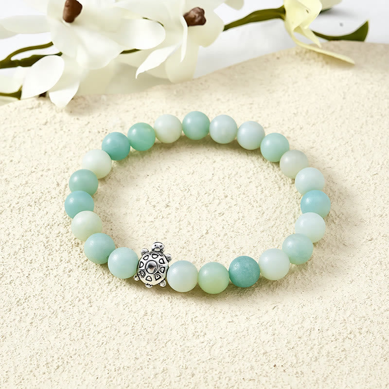 Buddha Stones Amazoniet koperen schildpad handgepolijste ronde Armband - Amazoniet (Polsomtrek: 15-16 cm) - image 0